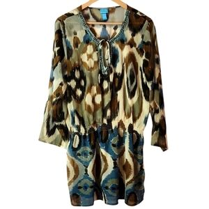 Women’s Beach Cover Up Multicolor Patterned BLUE ISLAND, size L